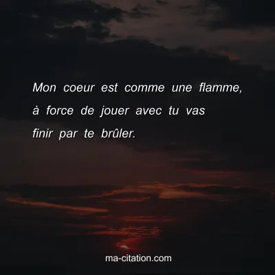 Mon coeur est comme une flamme, Ã  force de jouer avec tu vas finir par te brÃ»ler.