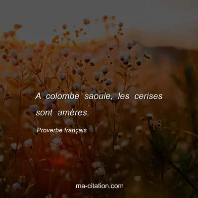 Proverbe franÃ§ais : A colombe saoule, les cerises sont amÃ¨res.