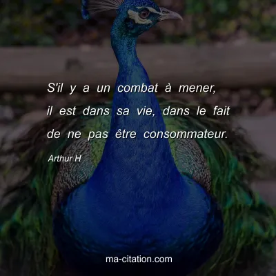 Arthur H : S'il y a un combat Ã  mener, il est dans sa vie, dans le fait de ne pas Ãªtre consommateur.