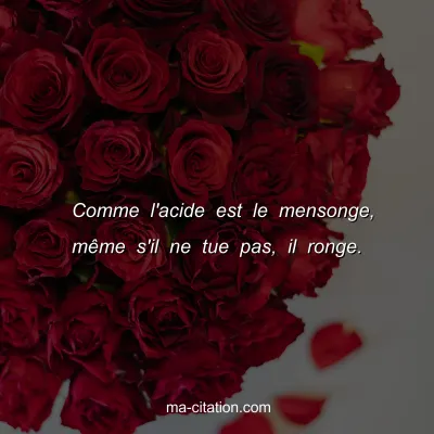 Comme l'acide est le mensonge, mÃªme s'il ne tue pas, il ronge.