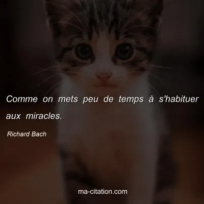 Richard Bach : Comme on mets peu de temps à s'habituer aux miracles.