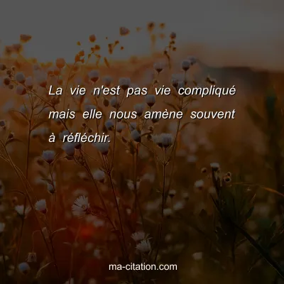 La vie n'est pas vie compliquÃ© mais elle nous amÃ¨ne souvent Ã  rÃ©flÃ©chir.