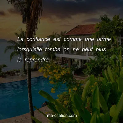 La confiance est comme une larme lorsqu'elle tombe on ne peut plus la reprendre.