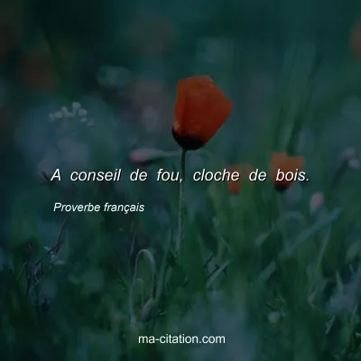Proverbe franÃ§ais : A conseil de fou, cloche de bois.