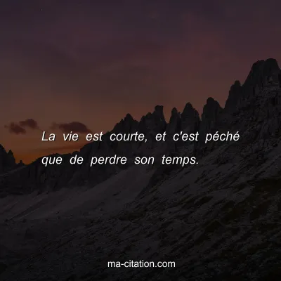 La vie est courte, et c'est pÃ©chÃ© que de perdre son temps.