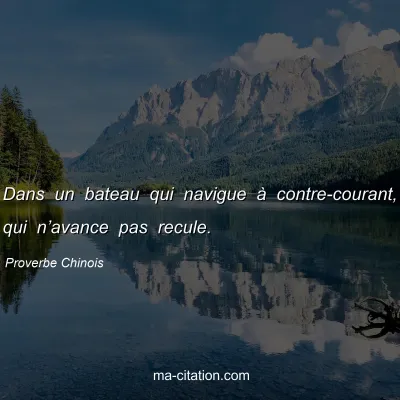 Proverbe Chinois : Dans un bateau qui navigue Ã  contre-courant, qui nâ€™avance pas recule.
