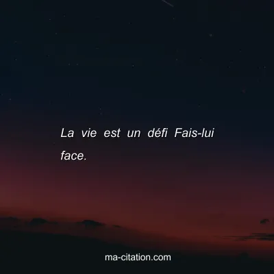 La vie est un dÃ©fi Fais-lui face.