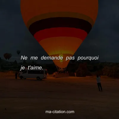 Ne me demande pas pourquoi je t'aime.