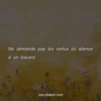 Ne demande pas les vertus du silence Ã  un bavard.