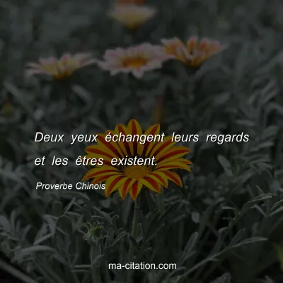 Proverbe Chinois : Deux yeux Ã©changent leurs regards et les Ãªtres existent.