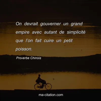 Proverbe Chinois : On devrait gouverner un grand empire avec autant de simplicitÃ© que lâ€™on fait cuire un petit poisson.