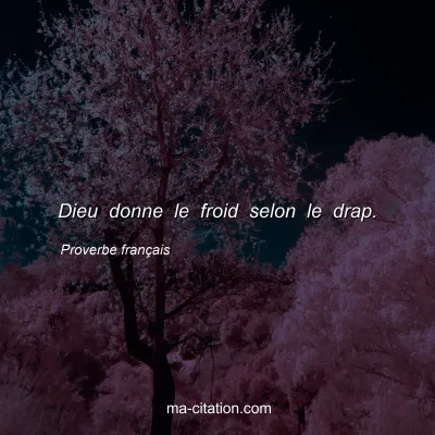 Proverbe franÃ§ais : Dieu donne le froid selon le drap.