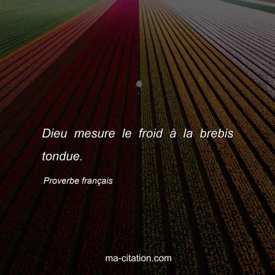Proverbe franÃ§ais : Dieu mesure le froid Ã  la brebis tondue.