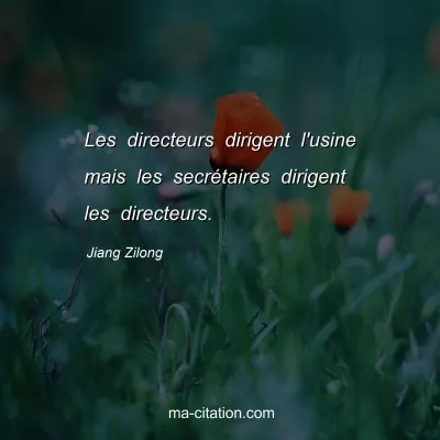 Jiang Zilong : Les directeurs dirigent l'usine mais les secrÃ©taires dirigent les directeurs.