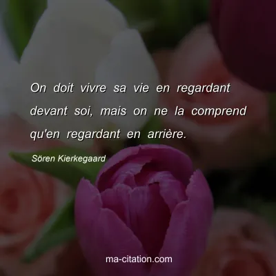 Sören Kierkegaard : On doit vivre sa vie en regardant devant soi, mais on ne la comprend qu'en regardant en arrière.