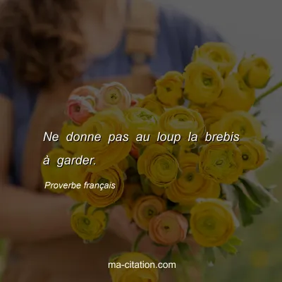 Proverbe franÃ§ais : Ne donne pas au loup la brebis Ã  garder.