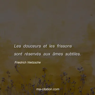 Friedrich Nietzsche : Les douceurs et les frissons sont réservés aux âmes subtiles.