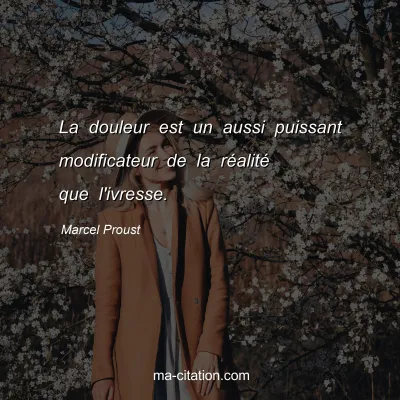 Marcel Proust : La douleur est un aussi puissant modificateur de la réalité que l'ivresse.