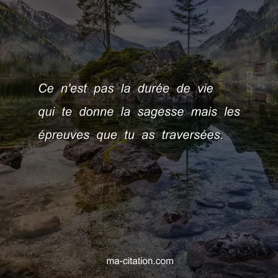 Ce n'est pas la durÃ©e de vie qui te donne la sagesse mais les Ã©preuves que tu as traversÃ©es.