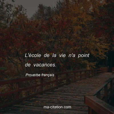Proverbe franÃ§ais : L'Ã©cole de la vie n'a point de vacances.