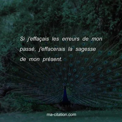 Si j'effaÃ§ais les erreurs de mon passÃ©, j'effacerais la sagesse de mon prÃ©sent.