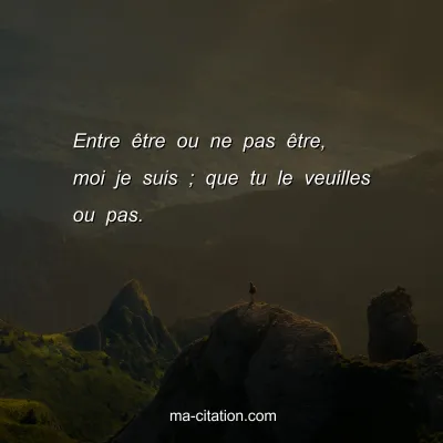 Entre Ãªtre ou ne pas Ãªtre, moi je suis ; que tu le veuilles ou pas.
