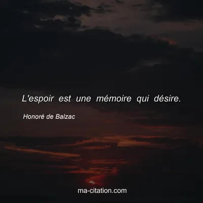 Honoré de Balzac : L'espoir est une mémoire qui désire.