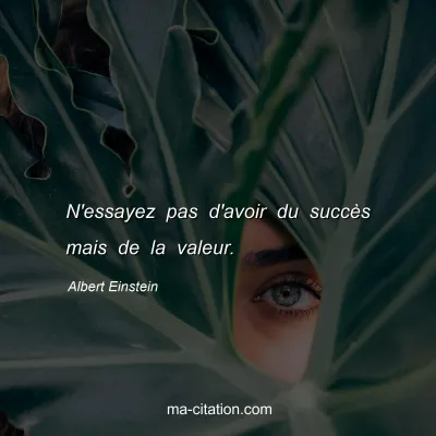 Albert Einstein : N'essayez pas d'avoir du succès mais de la valeur.
