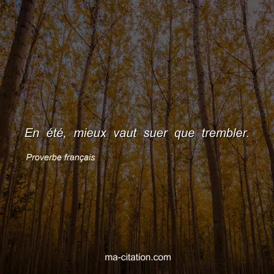 Proverbe franÃ§ais : En Ã©tÃ©, mieux vaut suer que trembler.