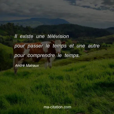 AndrÃ© Malraux : Il existe une tÃ©lÃ©vision pour passer le temps et une autre pour comprendre le temps.