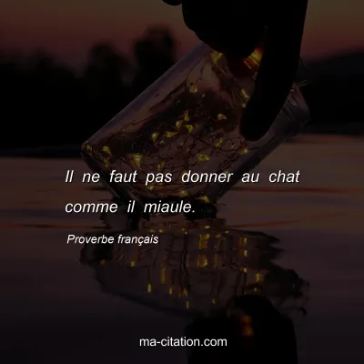 Proverbe franÃ§ais : Il ne faut pas donner au chat comme il miaule.