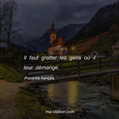 Proverbe franÃ§ais : Il faut gratter les gens oÃ¹ il leur dÃ©mange.