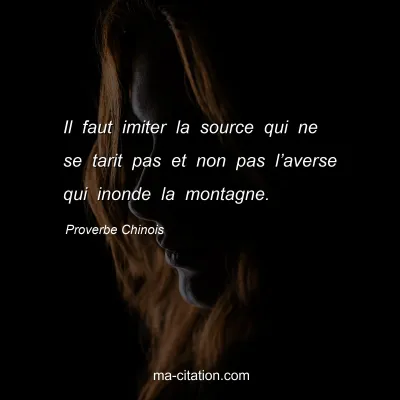 Proverbe Chinois : Il faut imiter la source qui ne se tarit pas et non pas lâ€™averse qui inonde la montagne.