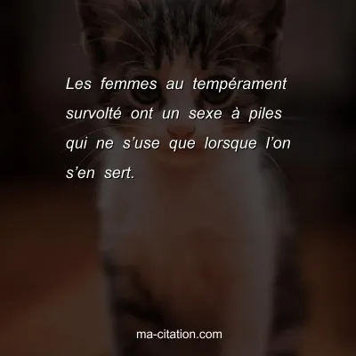 Les femmes au tempÃ©rament survoltÃ© ont un sexe Ã  piles qui ne sâ€™use que lorsque lâ€™on sâ€™en sert.