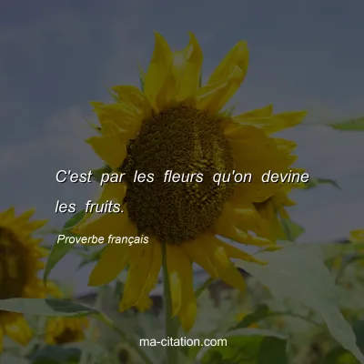 Proverbe franÃ§ais : C'est par les fleurs qu'on devine les fruits.
