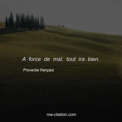 Proverbe franÃ§ais : A force de mal, tout ira bien.
