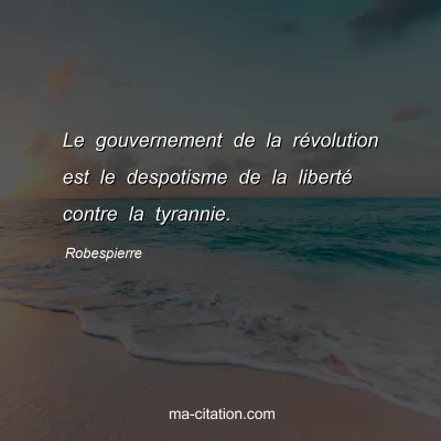 Robespierre : Le gouvernement de la rÃ©volution est le despotisme de la libertÃ© contre la tyrannie.