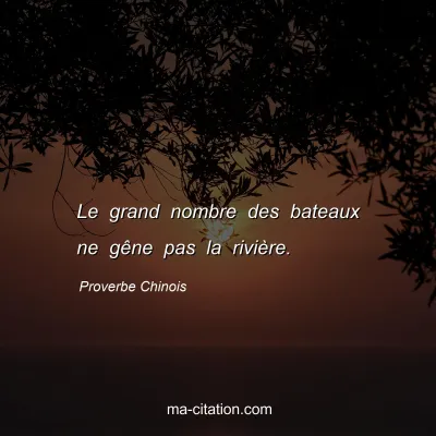 Proverbe Chinois : Le grand nombre des bateaux ne gÃªne pas la riviÃ¨re.