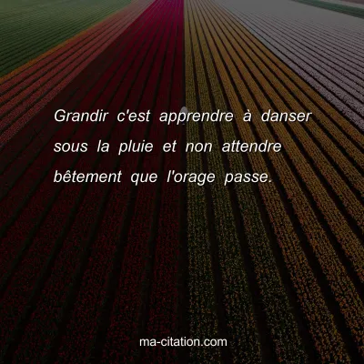 Grandir c'est apprendre Ã  danser sous la pluie et non attendre bÃªtement que l'orage passe.