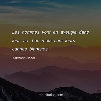 Christian Bobin : Les hommes vont en aveugle dans leur vie. Les mots sont leurs cannes blanches.