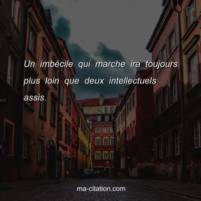 Un imbÃ©cile qui marche ira toujours plus loin que deux intellectuels assis.