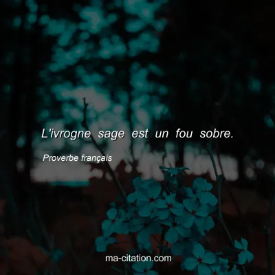 Proverbe franÃ§ais : L'ivrogne sage est un fou sobre.