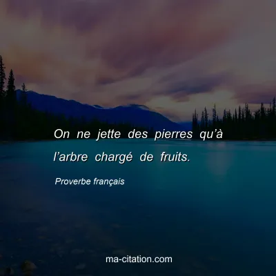 Proverbe franÃ§ais : On ne jette des pierres quâ€™Ã  lâ€™arbre chargÃ© de fruits.