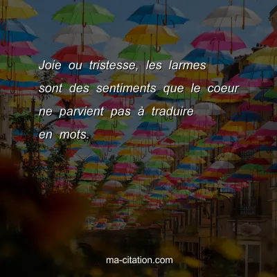 Joie ou tristesse, les larmes sont des sentiments que le coeur ne parvient pas Ã  traduire en mots.