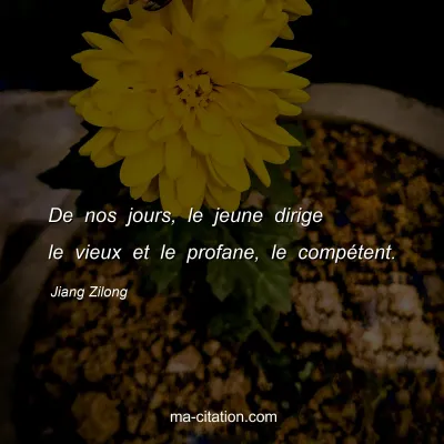 Jiang Zilong : De nos jours, le jeune dirige le vieux et le profane, le compÃ©tent.
