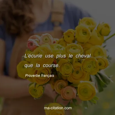 Proverbe franÃ§ais : Lâ€™Ã©curie use plus le cheval que la course.
