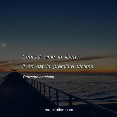 Proverbe bambara : L’enfant aime la liberté, il en est la première victime.