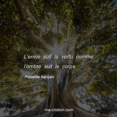 Proverbe franÃ§ais : Lâ€™envie suit la vertu comme lâ€™ombre suit le corps.