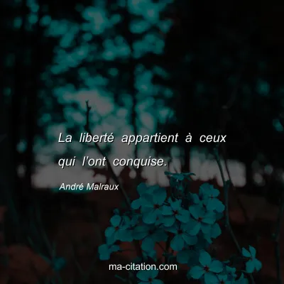 AndrÃ© Malraux : La libertÃ© appartient Ã  ceux qui lâ€™ont conquise.