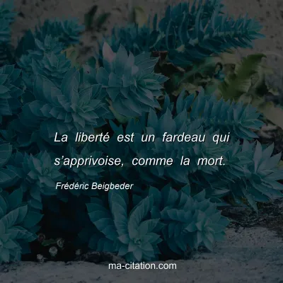 Frédéric Beigbeder : La liberté est un fardeau qui s’apprivoise, comme la mort.